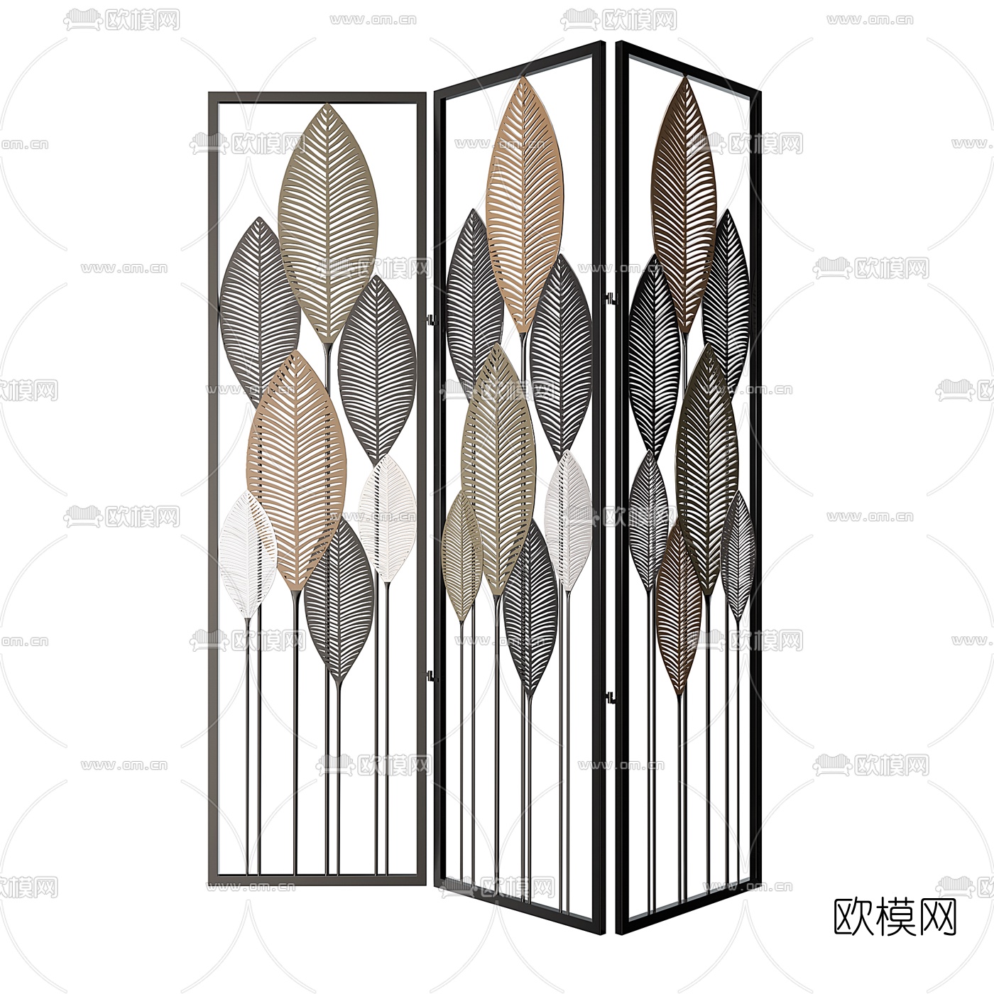 现代金属屏风隔断3d模型-免费3dmax模型库-欧模网