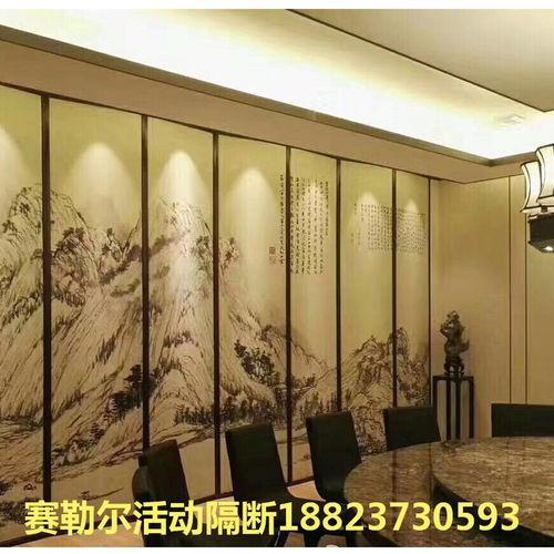 工厂直销活动屏风壁纸隔断 山水画屏风 移动隔断扪布包布隔断门