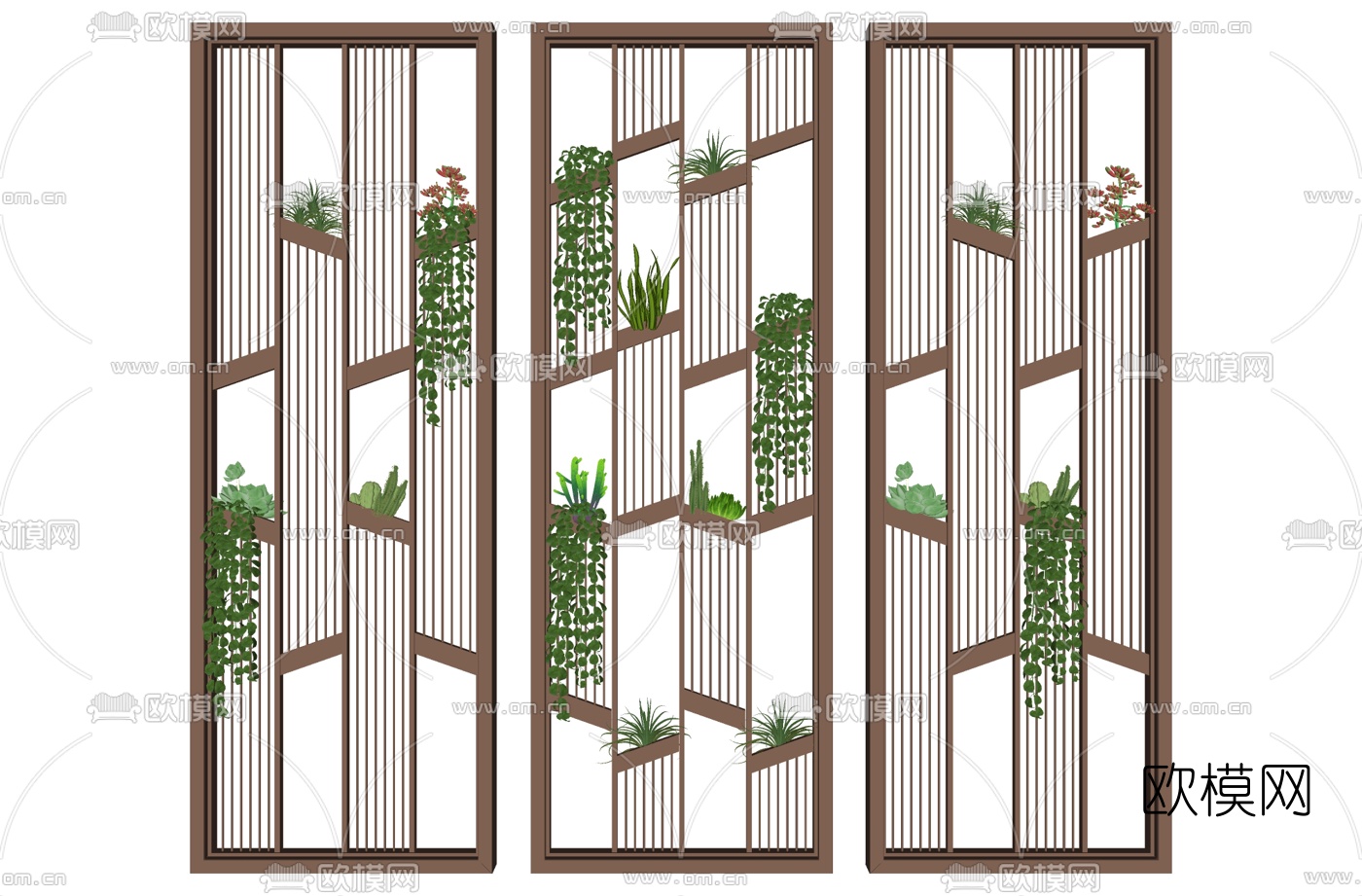 现代绿植屏风隔断su模型-免费3dmax模型库-欧模网
