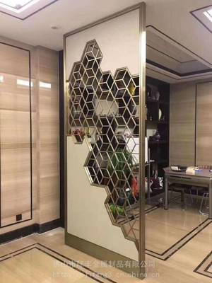定制金属花格 不锈钢隔断屏风销售新中式金属屏风绍兴